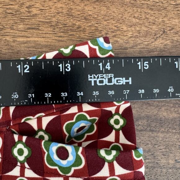 Maeve Anthropologie Pants Womens 6 Red Mod Floral Flare Stretch Zip Up Retro - Picture 10 of 14